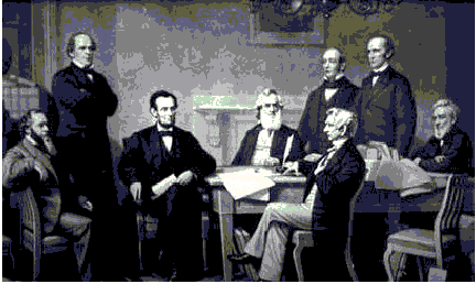 President Lincoln signing the emancipation proclamation thereby freeing the slaves